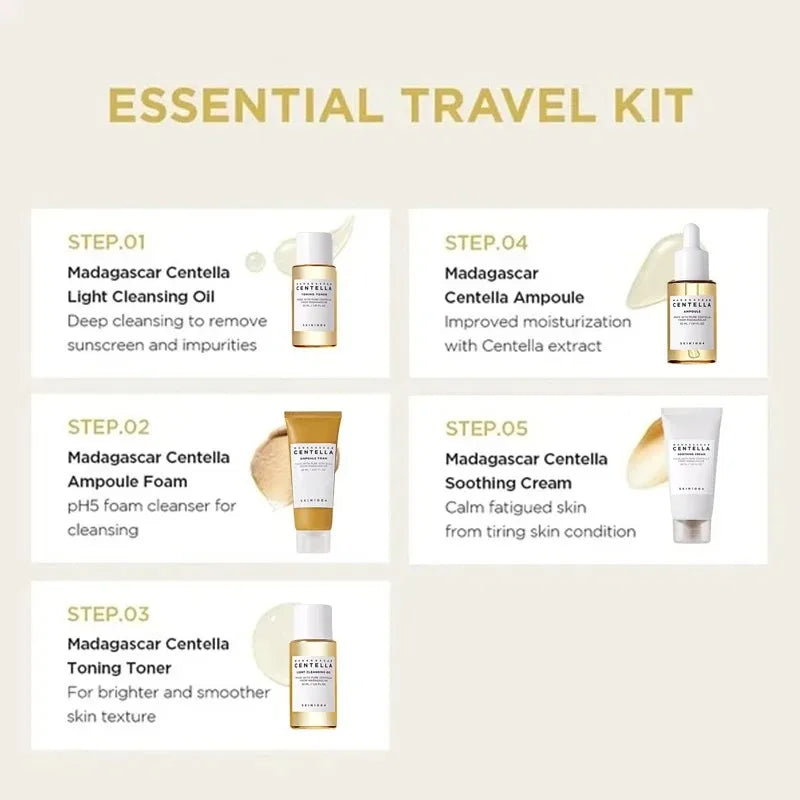 SKIN1004 Madagascar Centella – Kit skincare apaisant format voyage (5 soins)