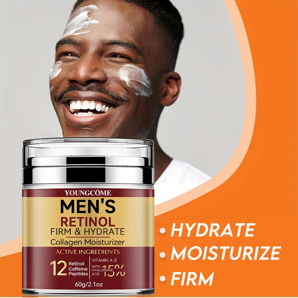 Crème visage homme au rétinol – Fermeté, hydratation & peau lissée